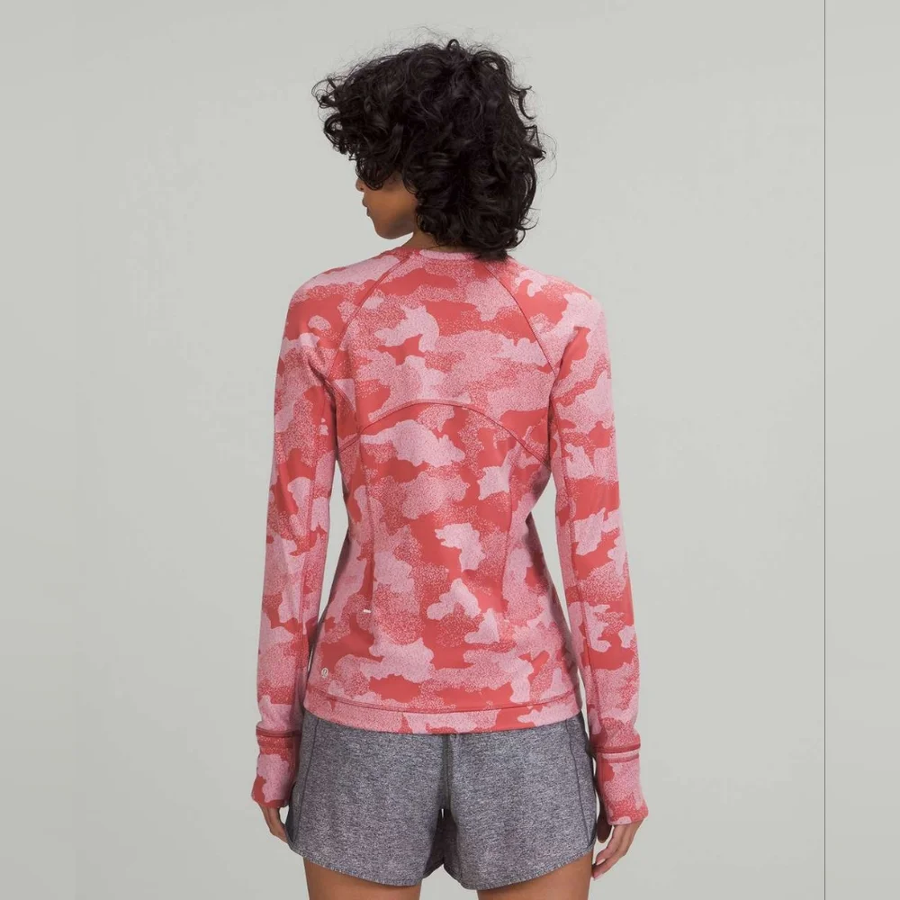 Lululemon Its Rulu Run Long Sleeve Shirt Pink Camo Jacquard Size 8